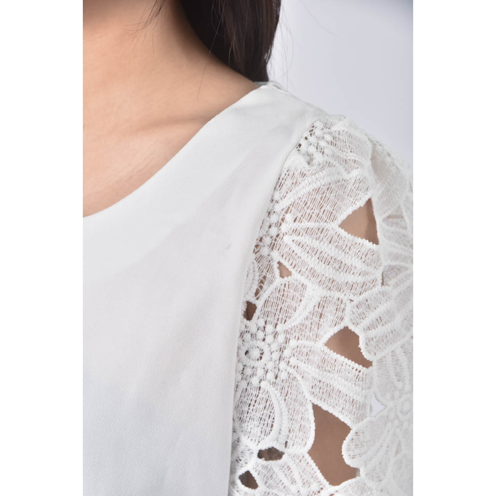 (S) bronze韓牌花卉白色短袖上衣二手衣, , large