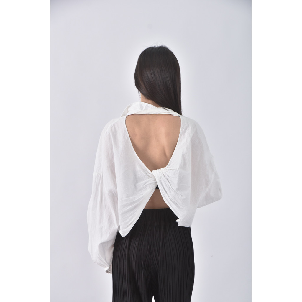 (F) i love shopping落肩白色襯衫上衣二手衣, , large