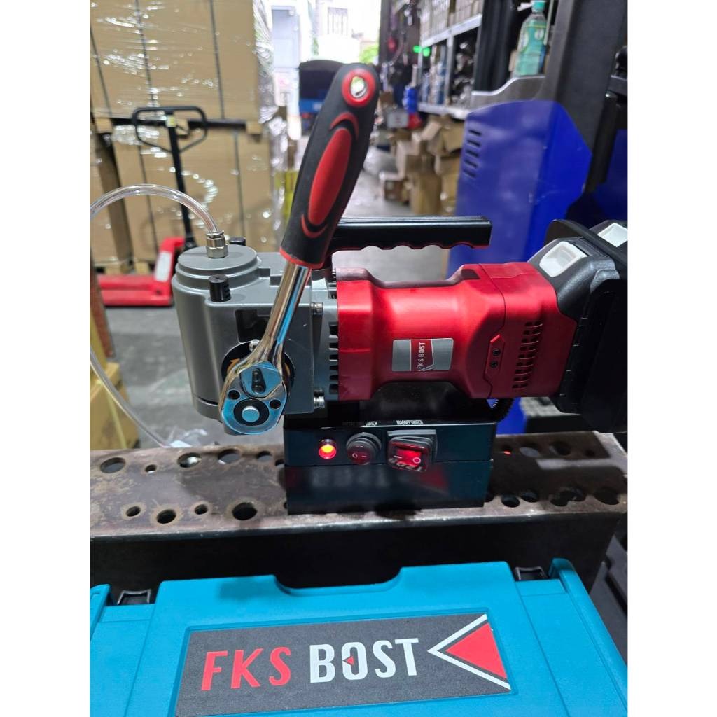 WIN五金 FKS BOST <FKS-1835+6.0電池組> 36V臥式磁性鑽台 磁性鑽孔機 鑽孔機 鋼構鑽台 開孔機 鑽台, , large