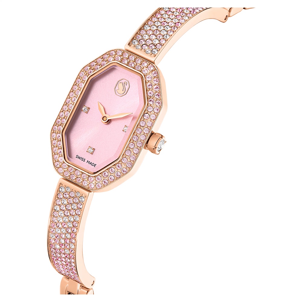 SWAROVSKI 施華洛世奇 Dextera 璀璨水晶八角手鐲手錶 女錶-粉紅/31 x 19mm(5717588), , large