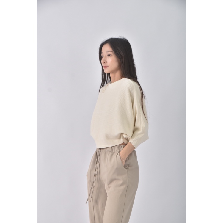 (L) the ladywore修身短版質感棉質坑紋杏色長袖上衣二手衣, , large
