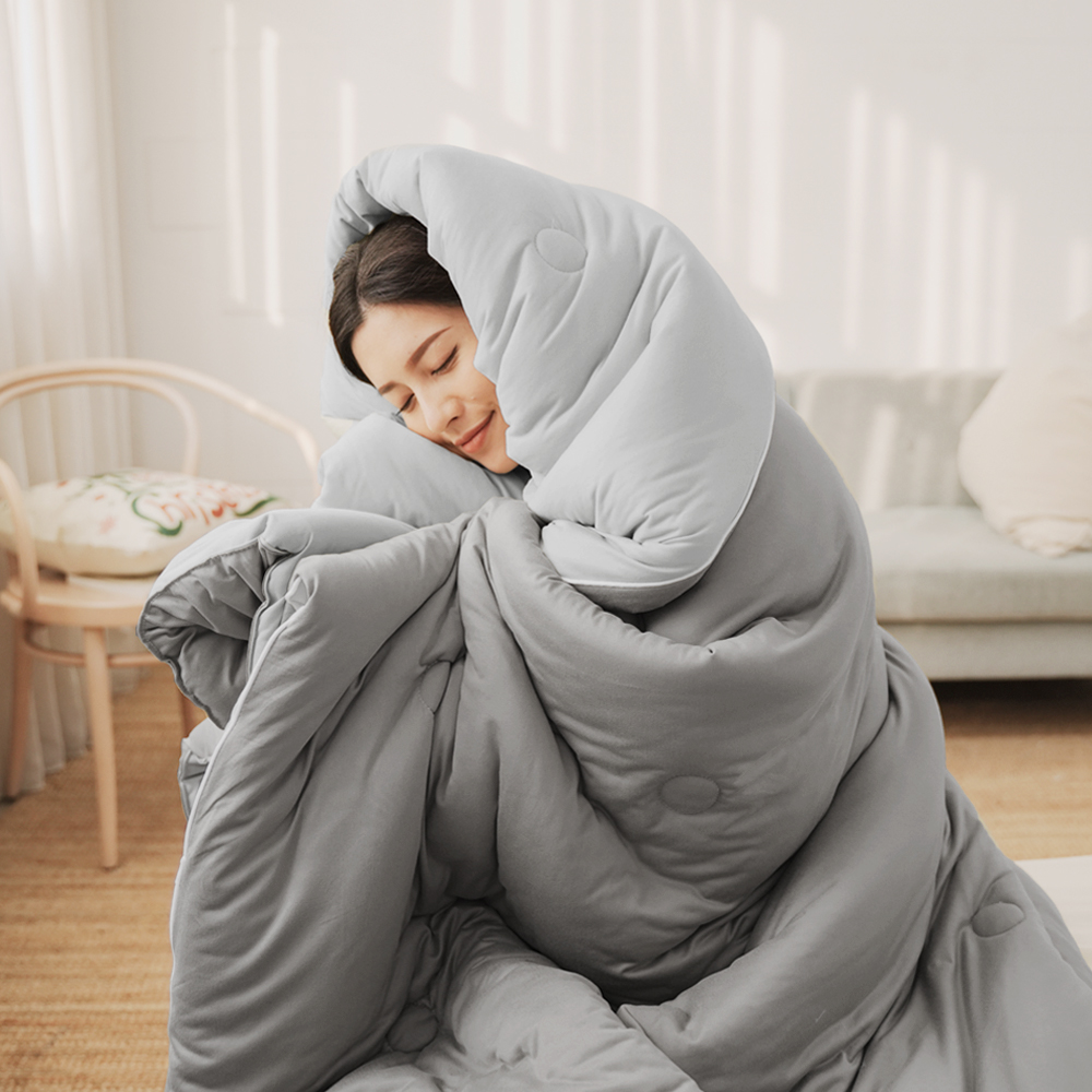 BUHO Korean Silky Milk Foam Quilt 2.1kg Single 5x7ft Light Luxury Two-Color Four Seasons Quilt (Fusen Jingyu)