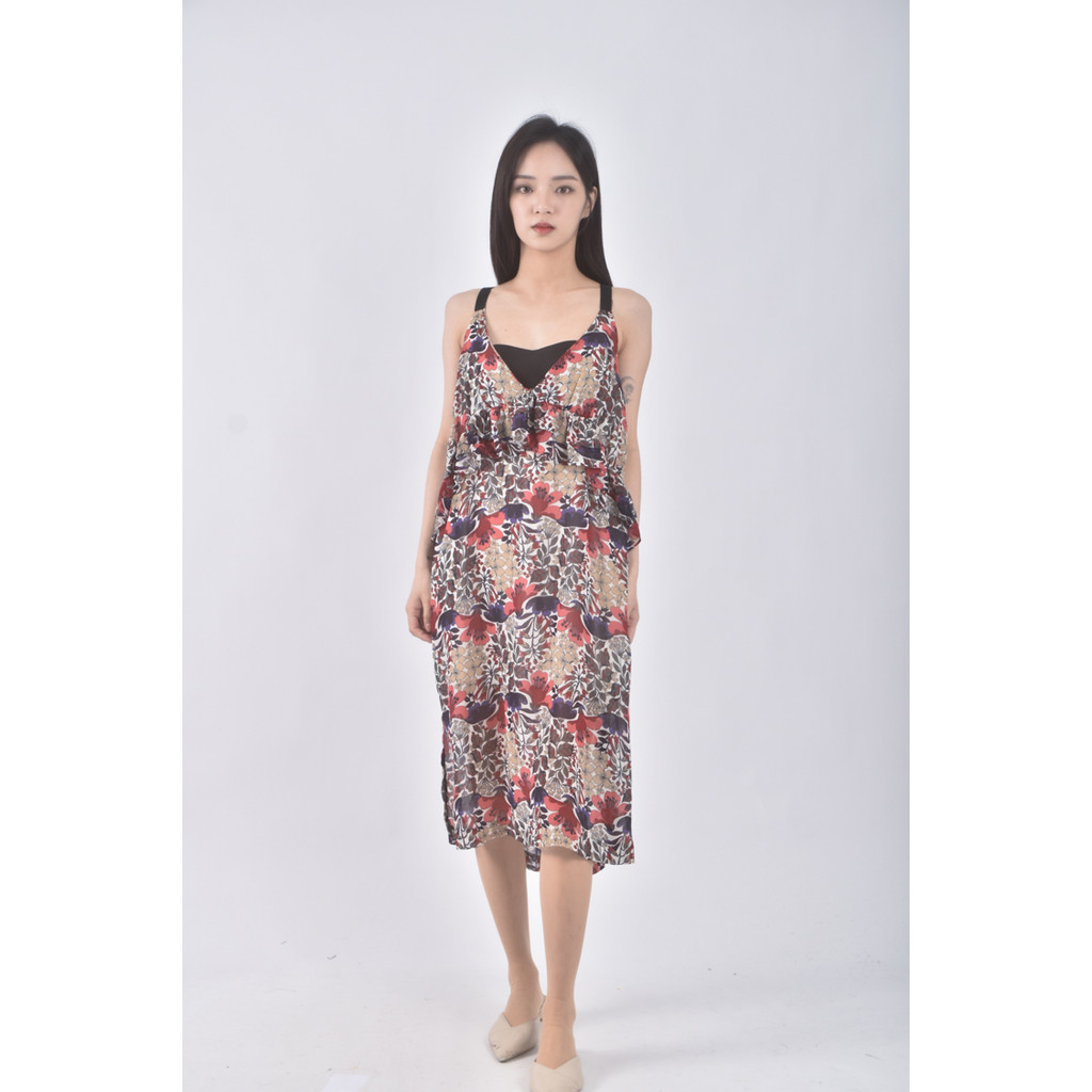 (S) whowhatwear質感吊帶花紋紅色洋裝二手衣, , large