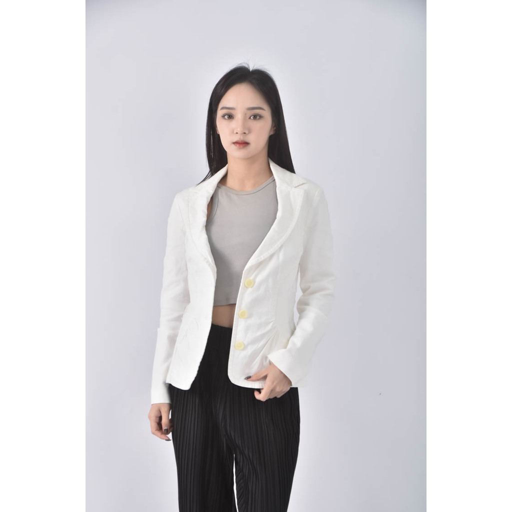 (S) paola frain棉質修身白色外套二手衣, , large