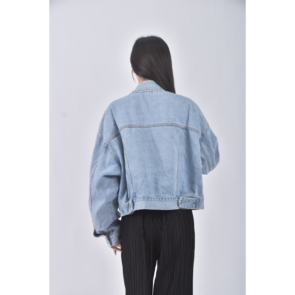 (L) 丹寧牛仔質感藍色外套二手衣, , large