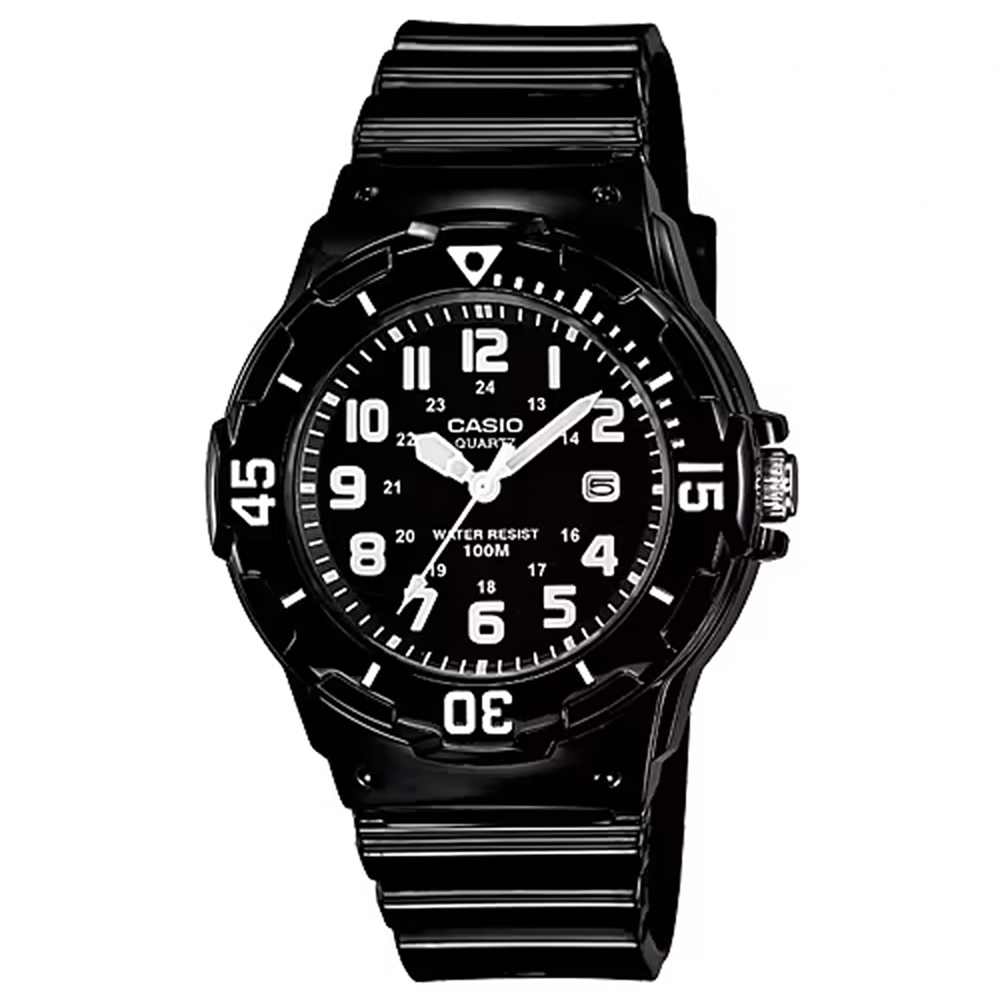 CASIO 卡西歐 迷你運動風指針手錶-黑 LRW-200H-1BV, , large