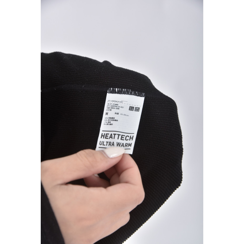(M) uniqlo質感圓領黑色長袖上衣二手衣, , large