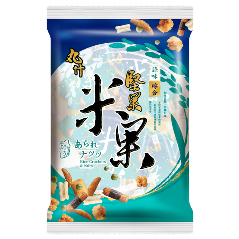 [Wan Xin] Maru Shi Rice Crackers with Nuts (Garlic Flavor) 160g (3 Bags), , large