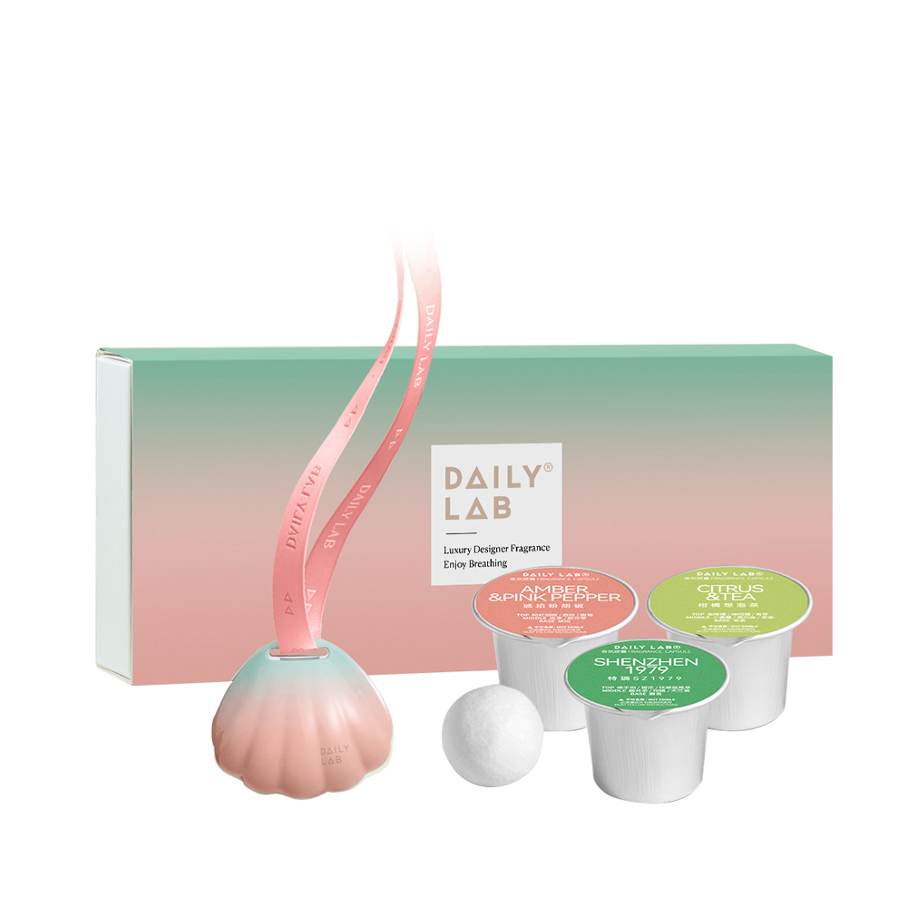 Daily Lab LQ DLXFK4010貝殼系列香氛掛飾車載香氛3 in 1混合香氣套裝 女王貝粉綠色, , large