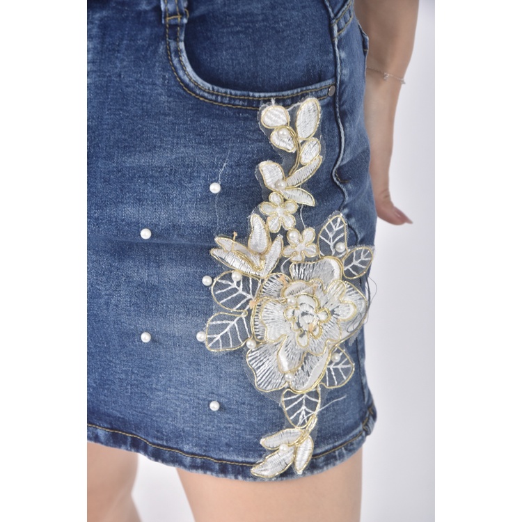 (M) used jeans丹寧牛仔質感棉質藍色短裙二手衣, , large