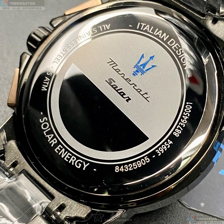 [星晴錶業]MASERATI手錶,44mm,R8873645001黑色錶面黑錶殼深黑色精鋼錶帶款, , large