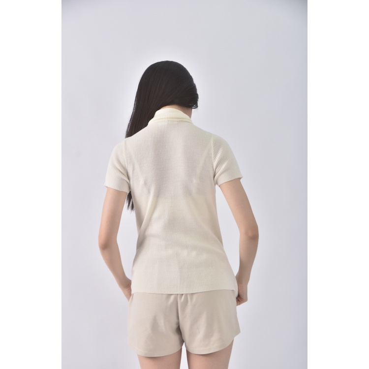 (S) cotton inn針織高領白色短袖上衣二手衣, , large