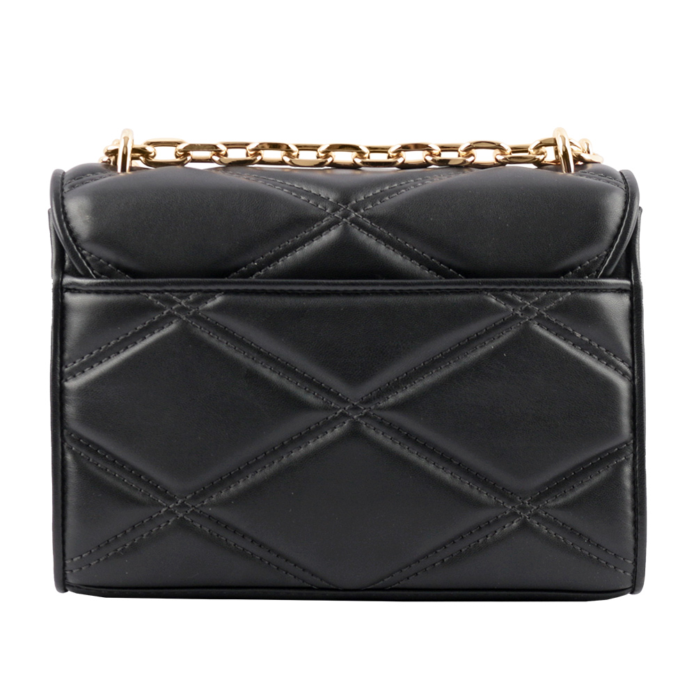Michael Kors Serena 縫線菱格紋肩背/斜背鍊包/中款/黑色, , large