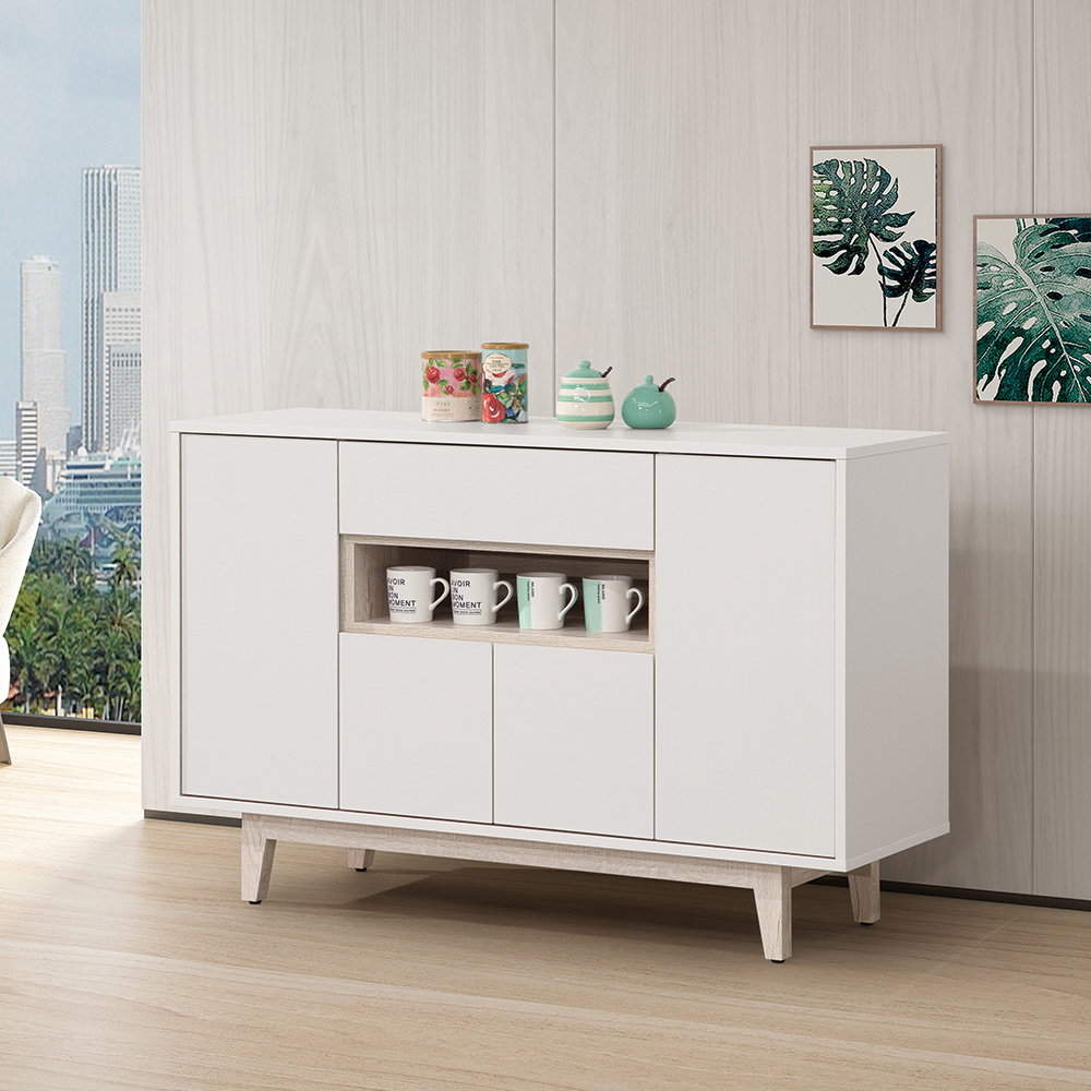 【唯熙傢俱】紀薇橡木雙色4尺餐櫃, , large