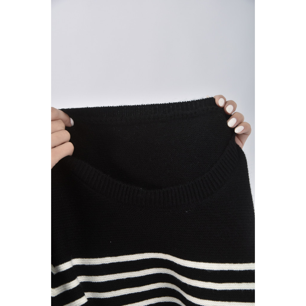 (S) 質感兩件式毛衣背心黑色洋裝二手衣, , large