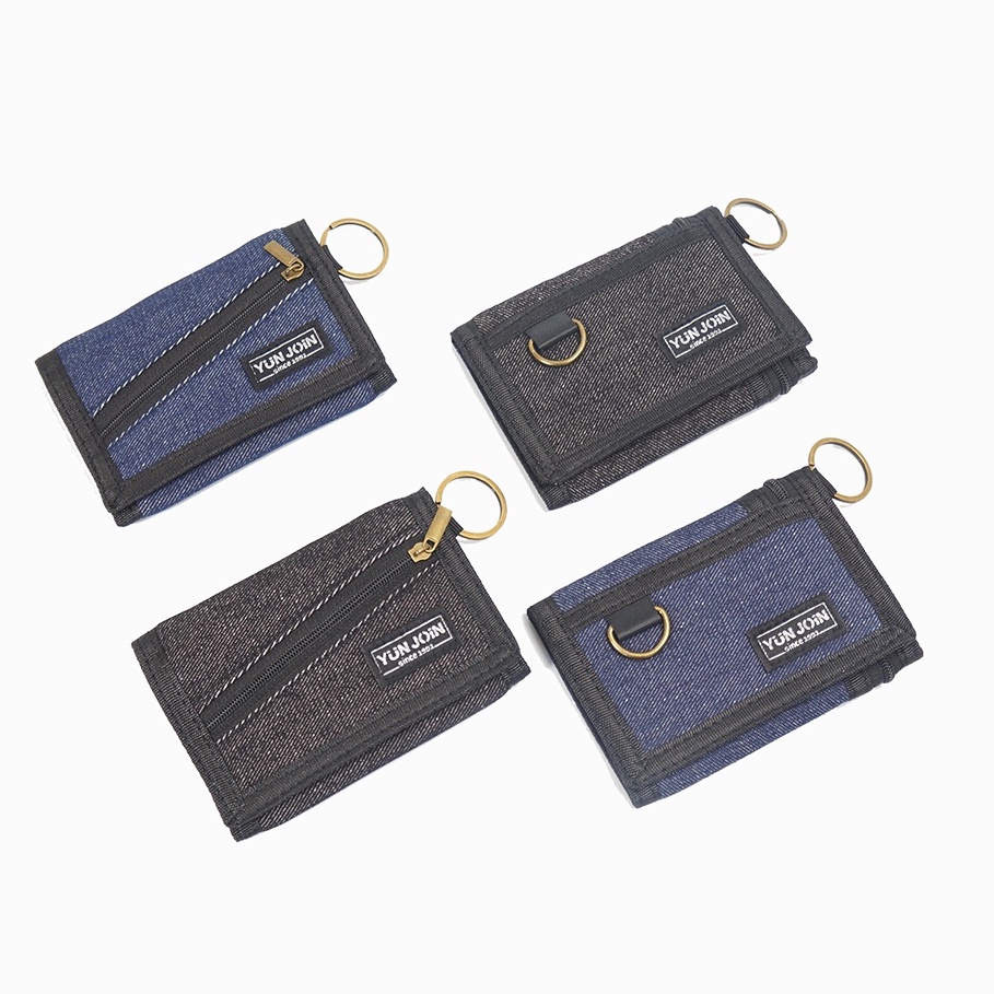 【YUN JOIN】 Denim nylon tri-fold short clip, , large