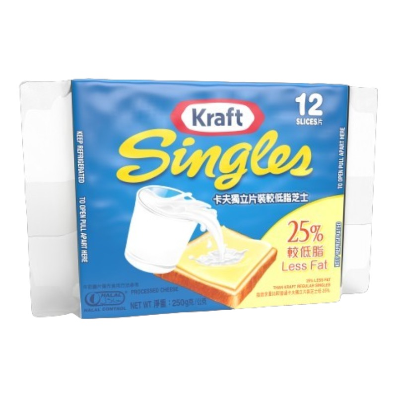 KRAFT SINGLES CHEESE 25 LESS FAT 12 S, , large