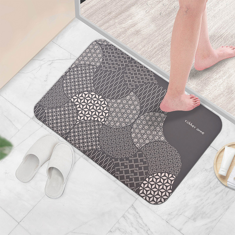 【Monster】 Soft Diatomaceous Earth Absorbent Mat &ndash; Window Blossom Series (60x40cm) &ndash; Turquoise Gray, , large