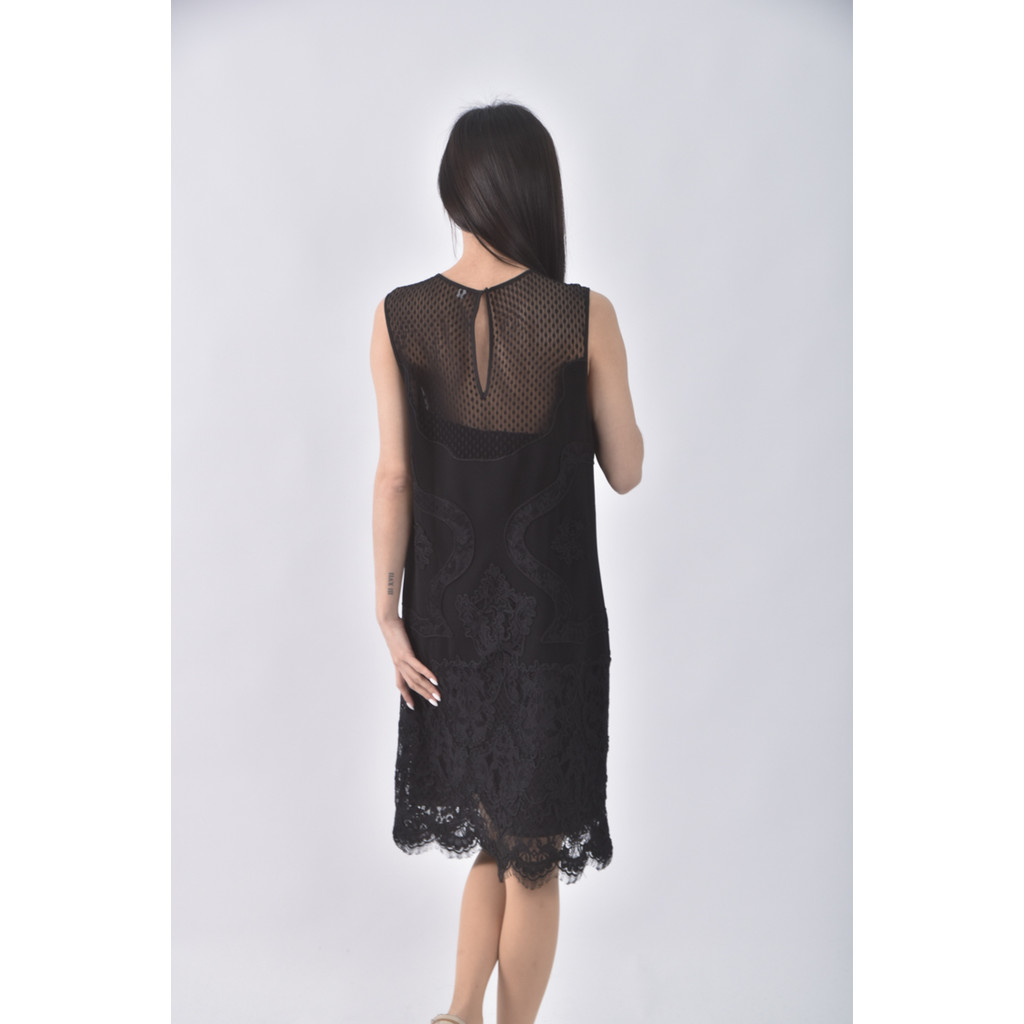 (M) 無袖蕾絲黑色洋裝二手衣, , large