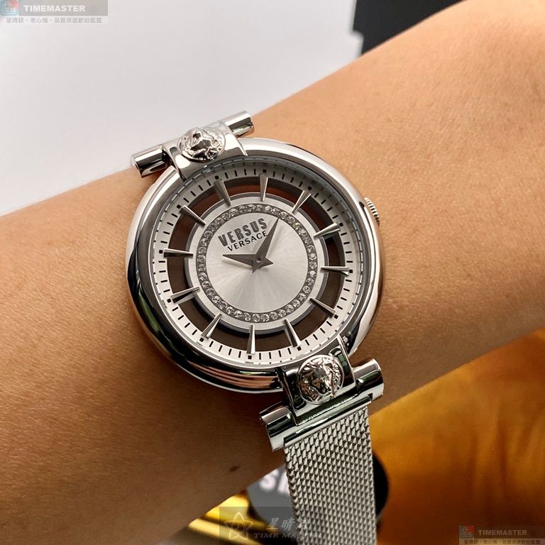 [星晴錶業]VERSUS VERSACE手錶,36mm,VV00020銀色錶面銀錶殼銀色米蘭錶帶款, , large