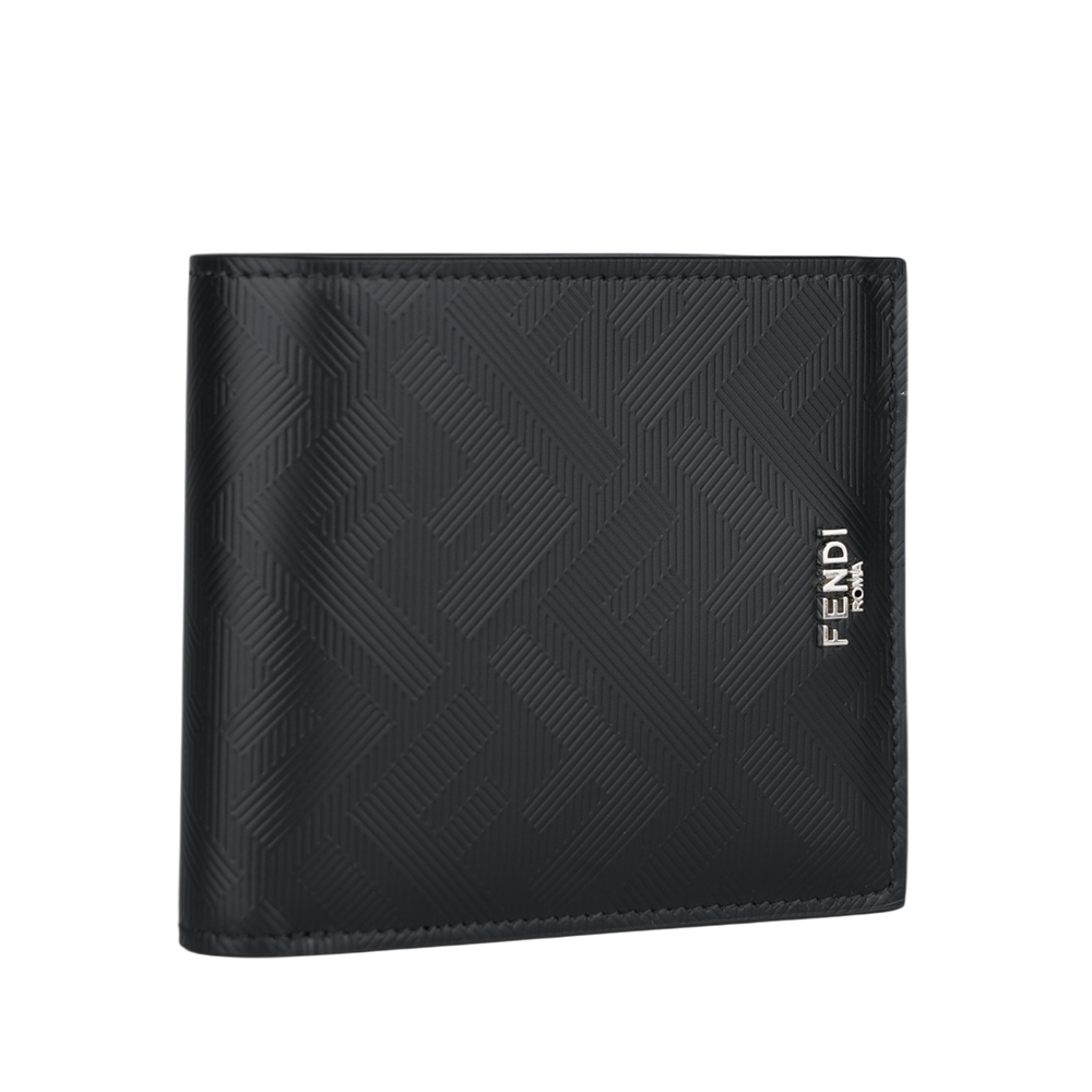 FENDI FF Logo Shadow 內拼色對開8卡短夾/黑色/紅色, , large