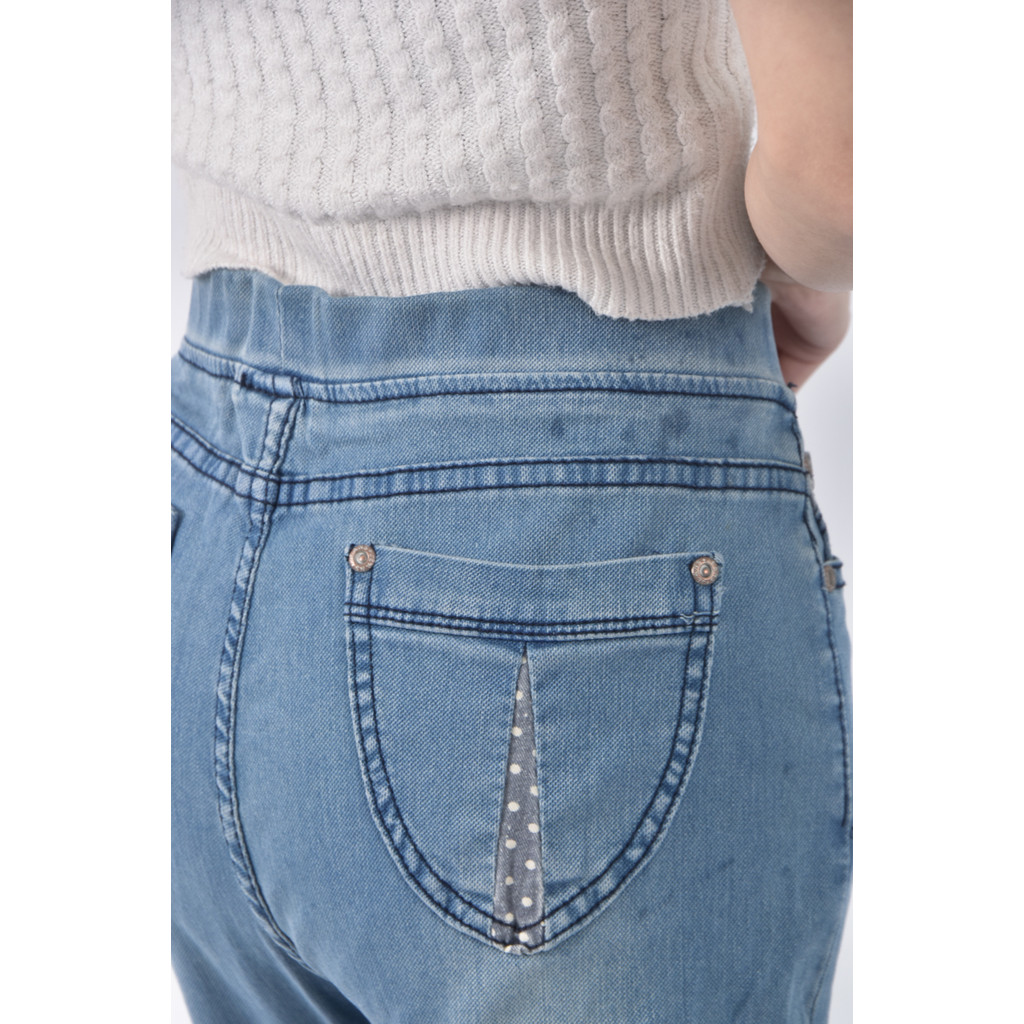 (XL) 高腰棉質緊身藍色長褲二手衣, , large