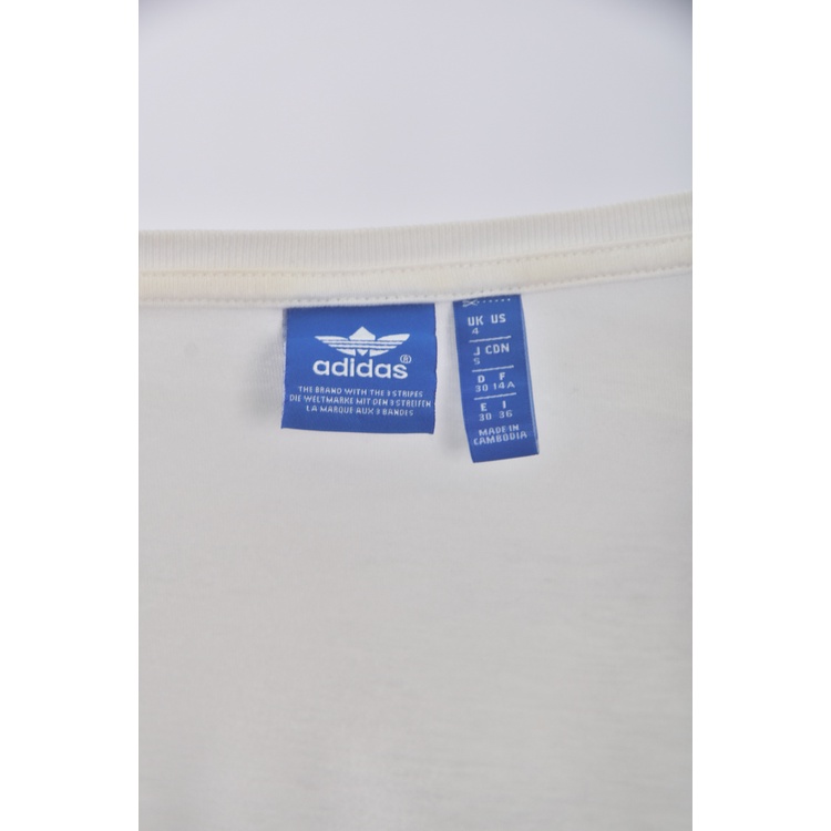 (S) adidas質感棉質純棉白色短袖上衣二手衣, , large