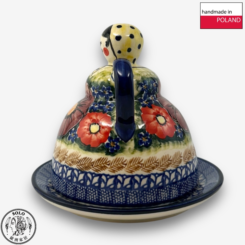 【SOLO歐洲家居】波蘭製 Cerraf 波蘭陶 14cm 起司娃娃 奶油盅/點心盤 雅紅之宴系列, , large