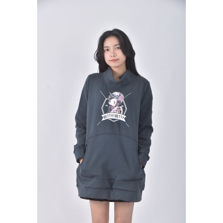(S) betty boop質感棉質高領綠色長袖上衣二手衣, , large