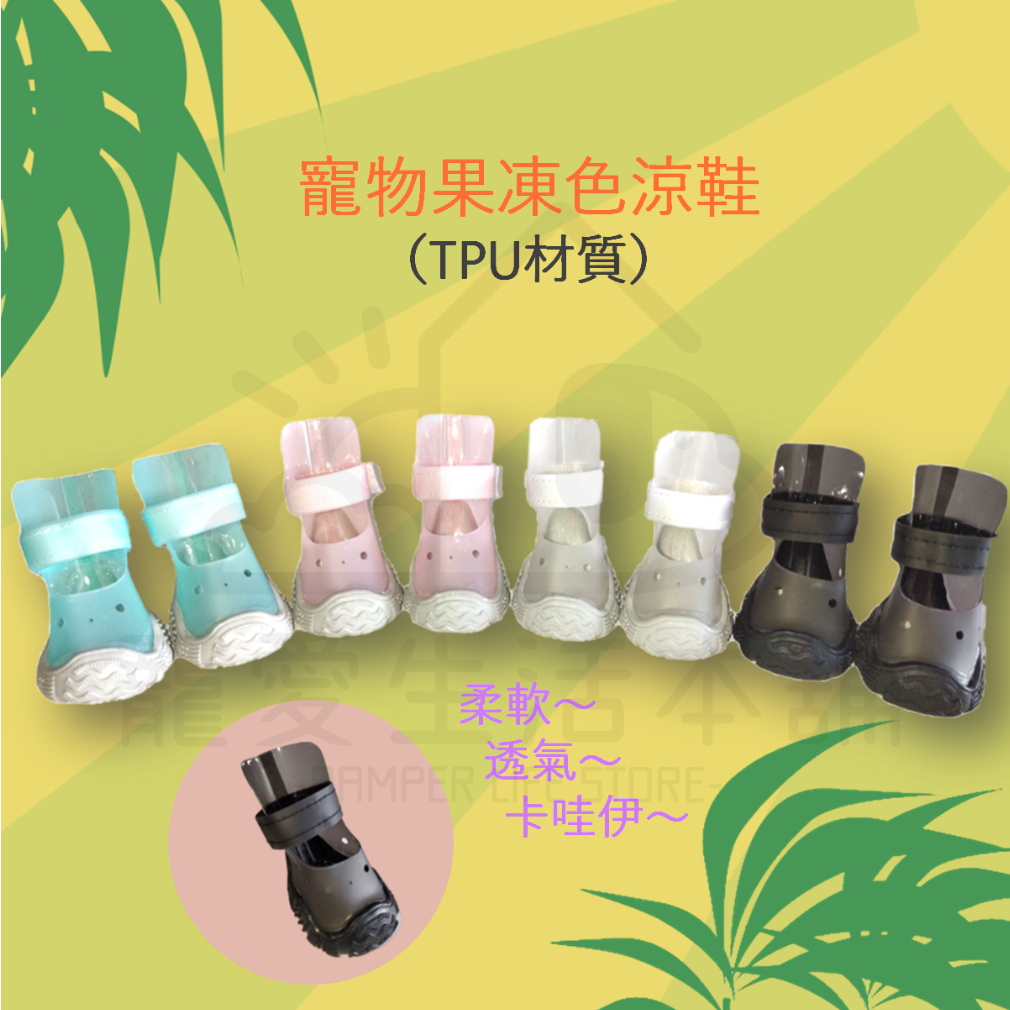 【寵愛生活本舖】寵物果凍色涼鞋 狗涼鞋 小狗鞋