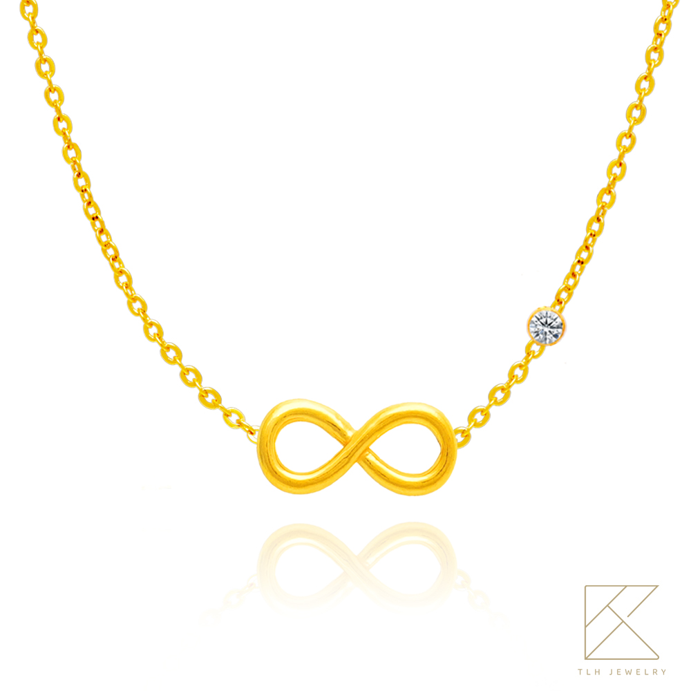 【TLH】黃金墜鎖骨項鍊 純金999  圈住愛 約重 0.05錢±0.01, , large