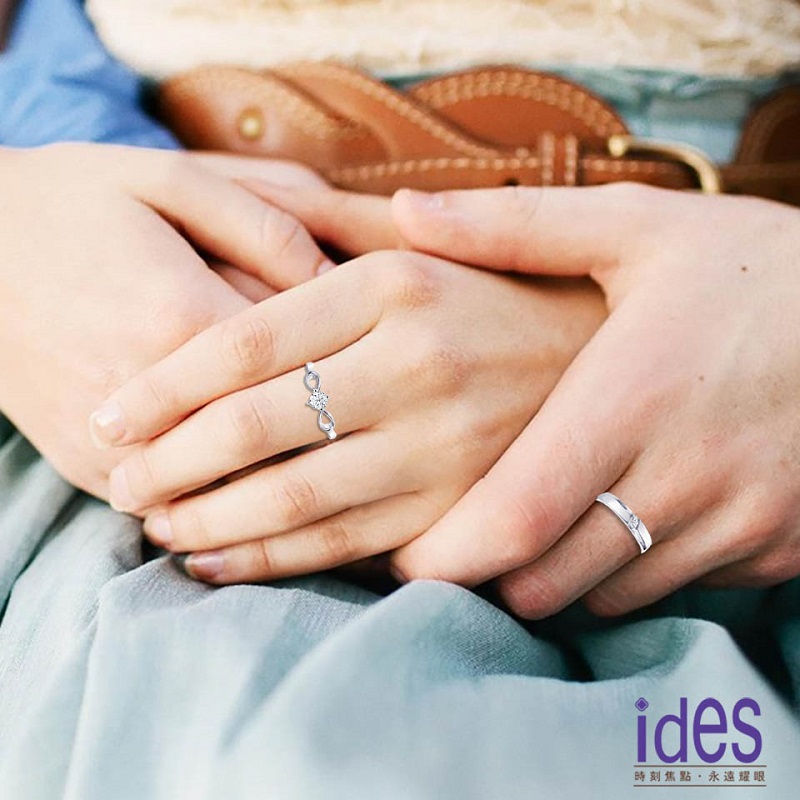[ides愛蒂思] 設計款30分與12分F/VS1八心八箭EX車工鑽石戒指對戒情侶戒/情深 (戒圍請於訂單備註), , large