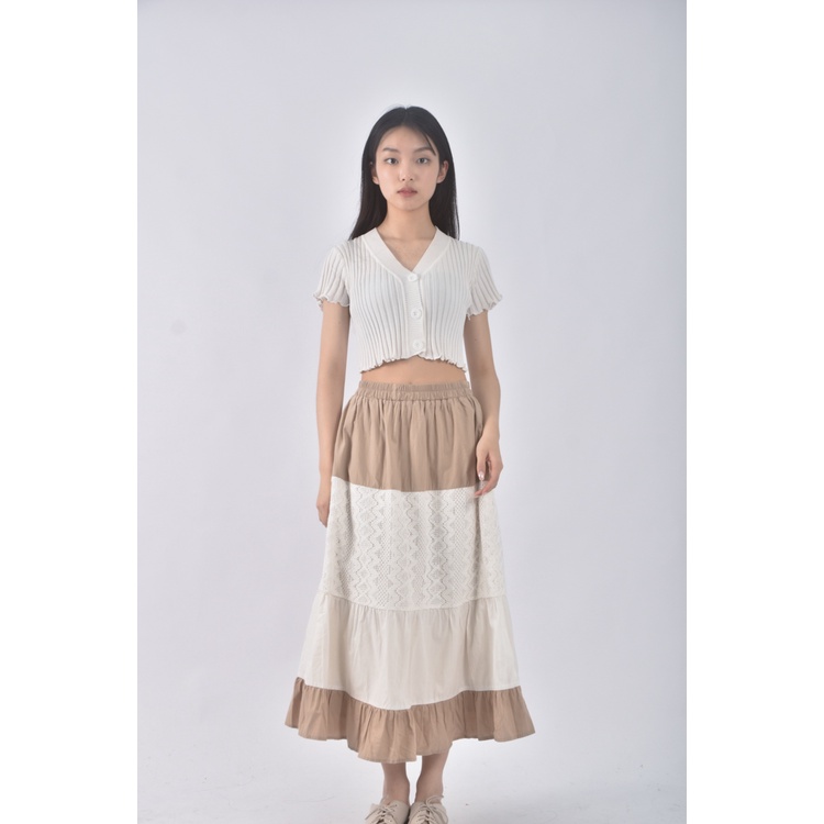 (S) sheson拼色杏色長裙二手衣, , large