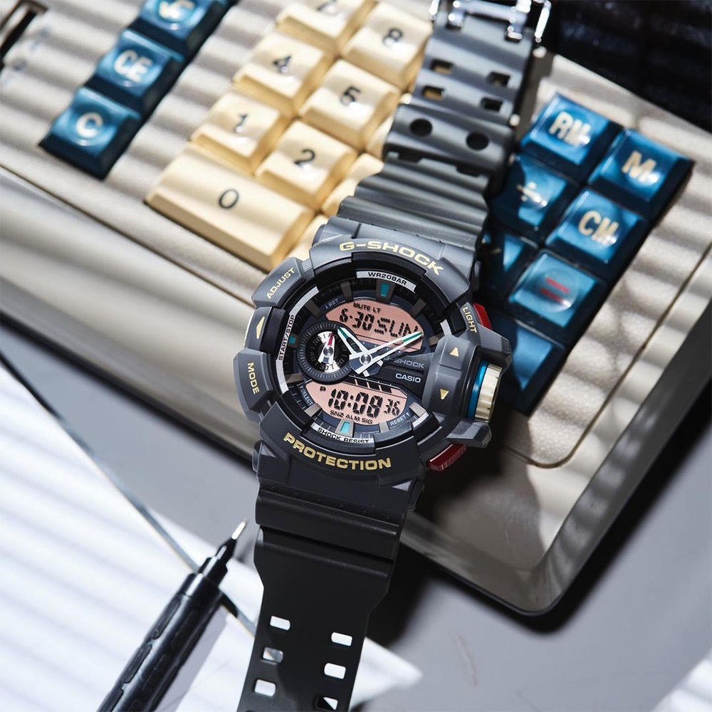 CASIO 卡西歐 G-SHOCK 復古色彩雙顯手錶 GA-400PC-8A, , large