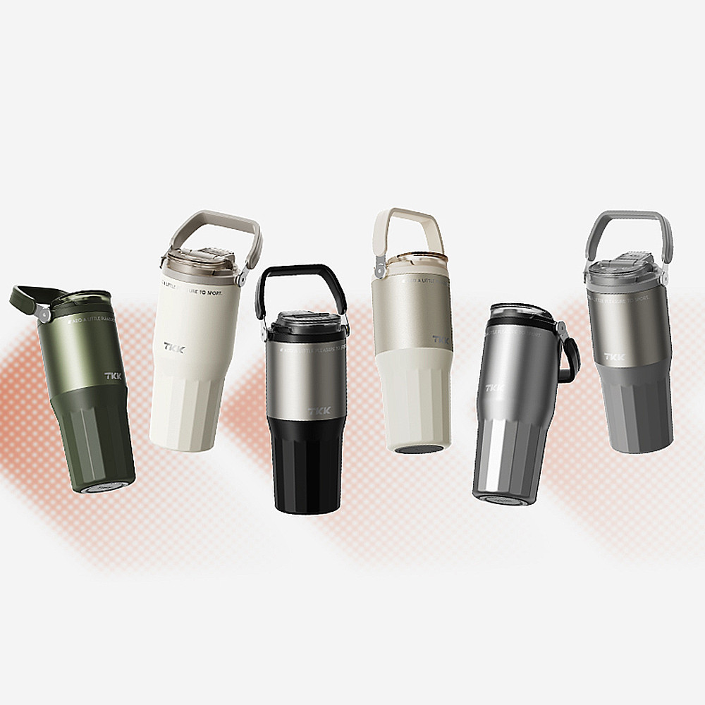【TKK】悅界時尚拎拎杯 316不鏽鋼x陶瓷噴塗 手提式 冰霸杯 保溫杯 手搖飲環保杯 700ML(直飲+吸管)-黑曜金, , large