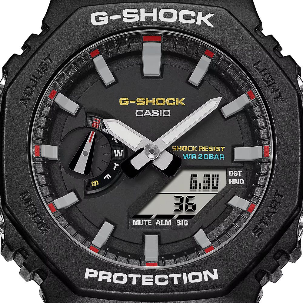CASIO 卡西歐 G-SHOCK 經典配色八角雙顯手錶 GA-2100RL-1A, , large
