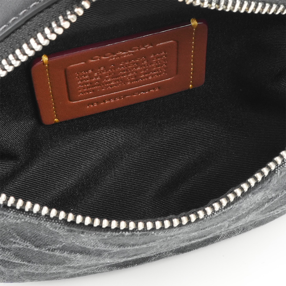 COACH Warren CC Logo 牛仔布及皮革迷你腰包(銀色/黑色), , large