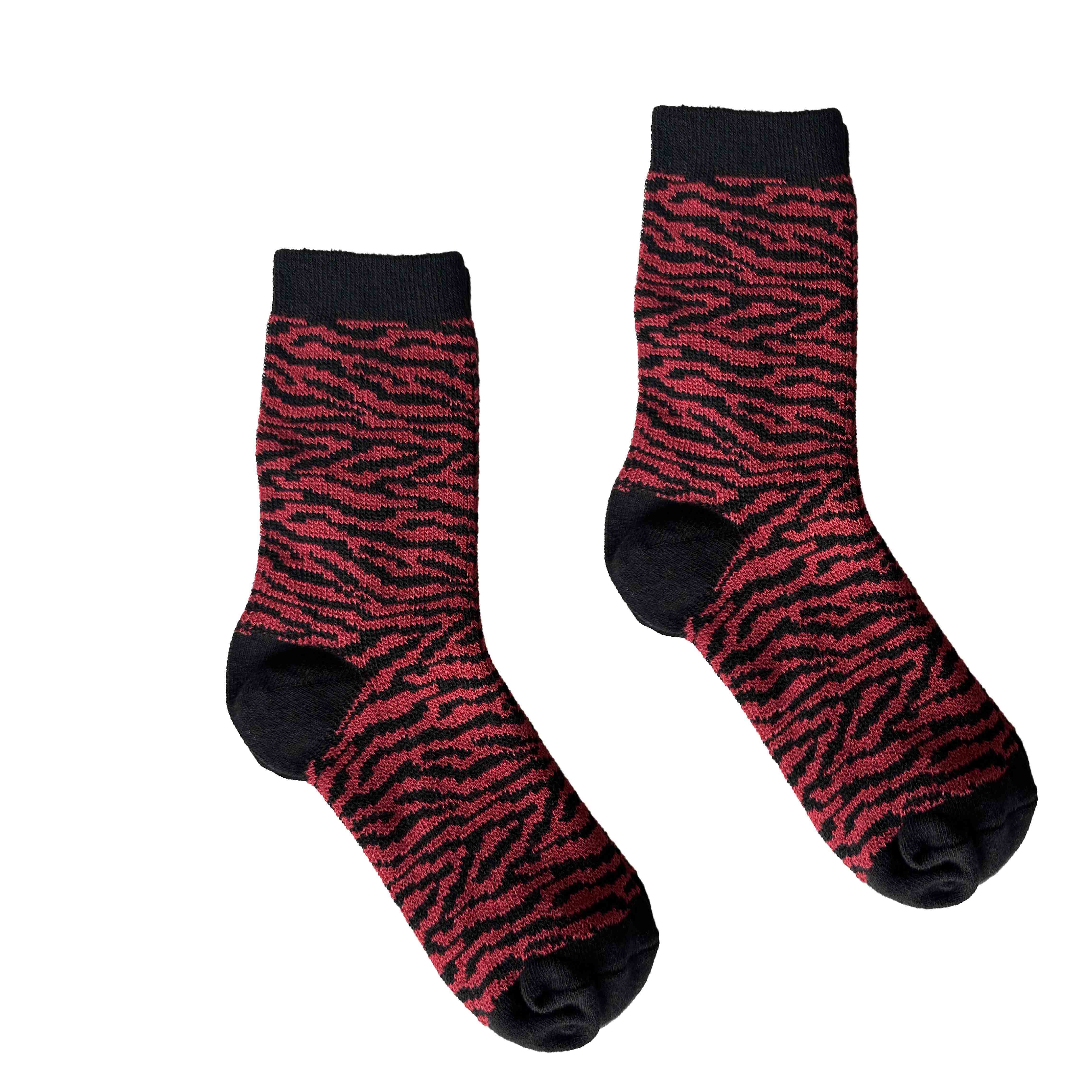 [Runway Socks]Women's Fashion Animal Print Socks &ndash; Double Cylinder Knit, Red (1 Pair), , large