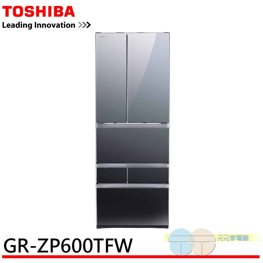 TOSHIBA 601L Frameless Glass 6-Door Inverter Refrigerator GR-ZP600TFW, , large