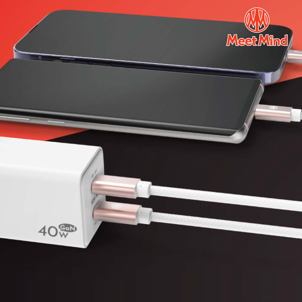 [Meet Mind] 雙PD GaN 40W USB-C to Lightning MFI 1.2M快速充電組, , large