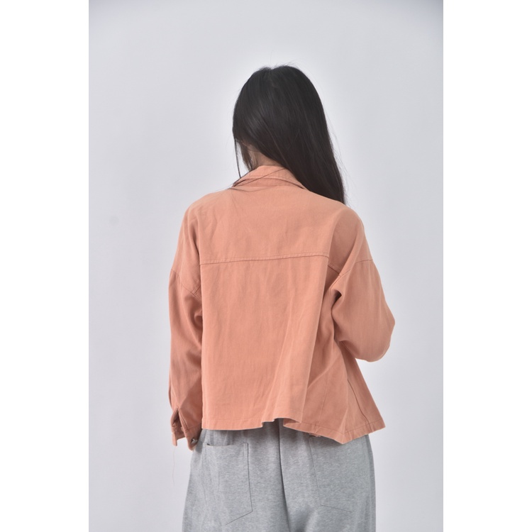 (XL) yuauyuau丹寧牛仔質感橘色外套二手衣, , large