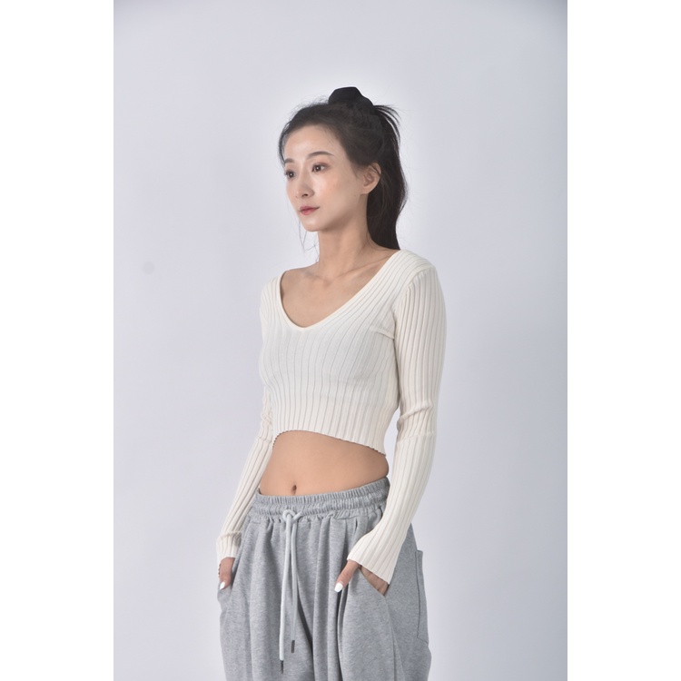 (S) 【安于晴Charlene私服】bershka質感V領白色長袖上衣二手衣, , large