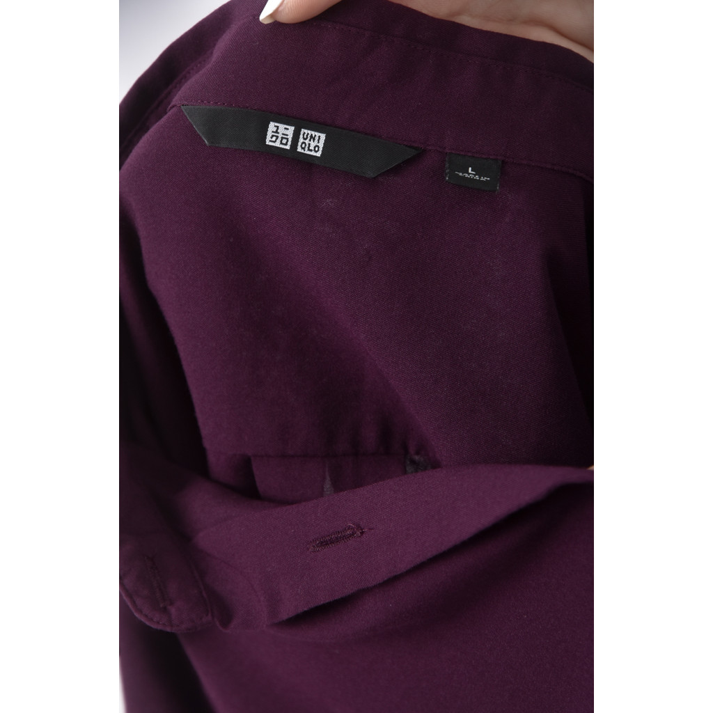(L) uniqlo簡約紫色襯衫上衣二手衣, , large