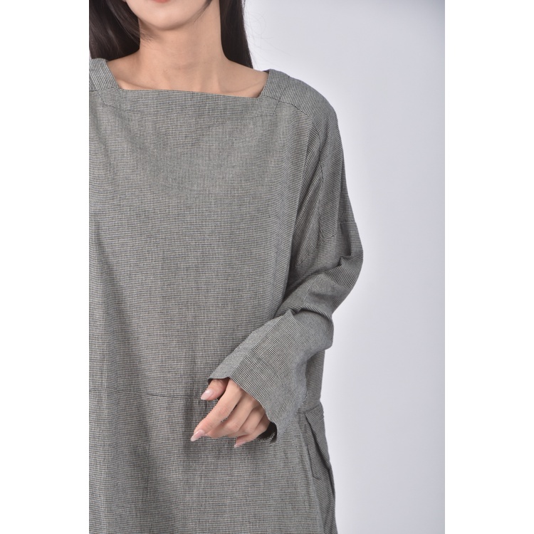 (F) bliss bunch質感方領灰色洋裝二手衣, , large