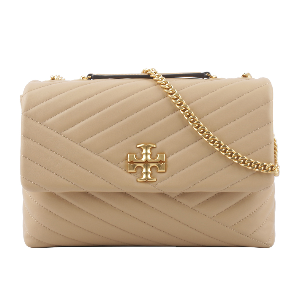 TORY BURCH Kira 縫線設計翻蓋肩背/斜背鍊包/沙漠色, , large