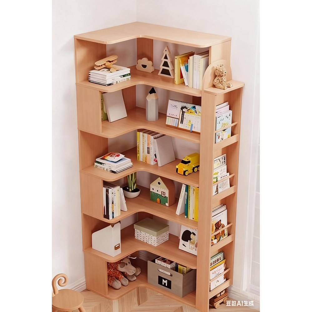 【樂樂】L型轉角簡約實用書櫃 書報架款原木6層60x102.5(實木書架 層架 置物架 收納架)