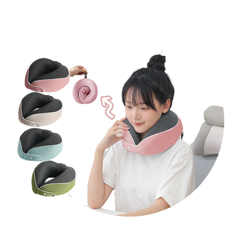 Memory Foam U-Shaped Neck Pillow /macaron green (with storage bag)