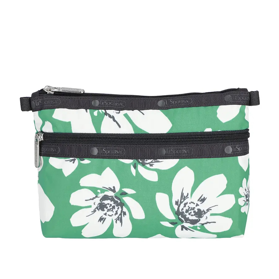 Lesportsac Cosmetic Clutch 雙層拉鍊化妝包 / 翠綠花園, , large