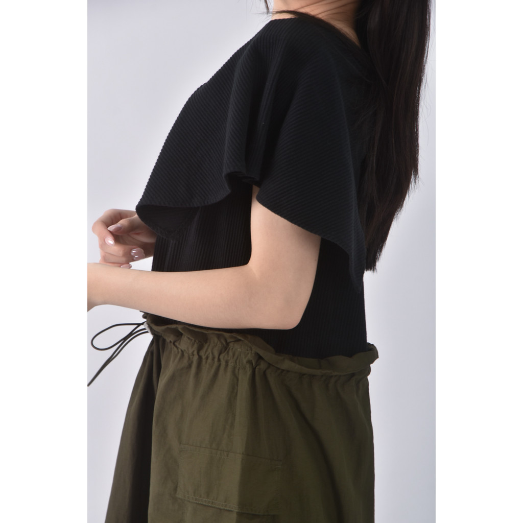 (M) 質感棉質拼接黑色洋裝二手衣, , large