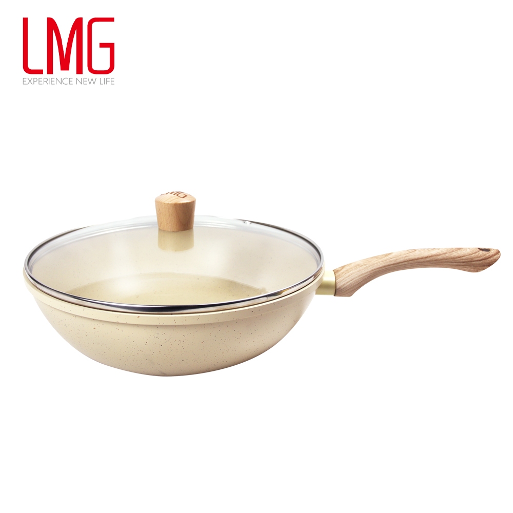 【LMG】香草系列日式不沾炒鍋-28CM 贈漏鏟+料理鏟組